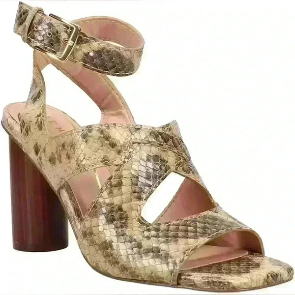 NWOB Cole Haan Reina Snakeskin Leather Ankle Strap Sandal Size 5 - Picture 1 of 8